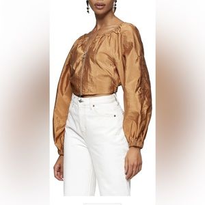 topshop front zip crop top blouse - 4